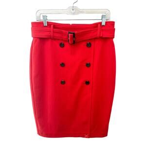 ANN TAYLOR | Red Double Breasted Belted Pencil Skirt New | Size 8